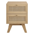 Pemberly Row Set of 2 Rattan MDF and Particleboard Nightstand and Chest in Oak