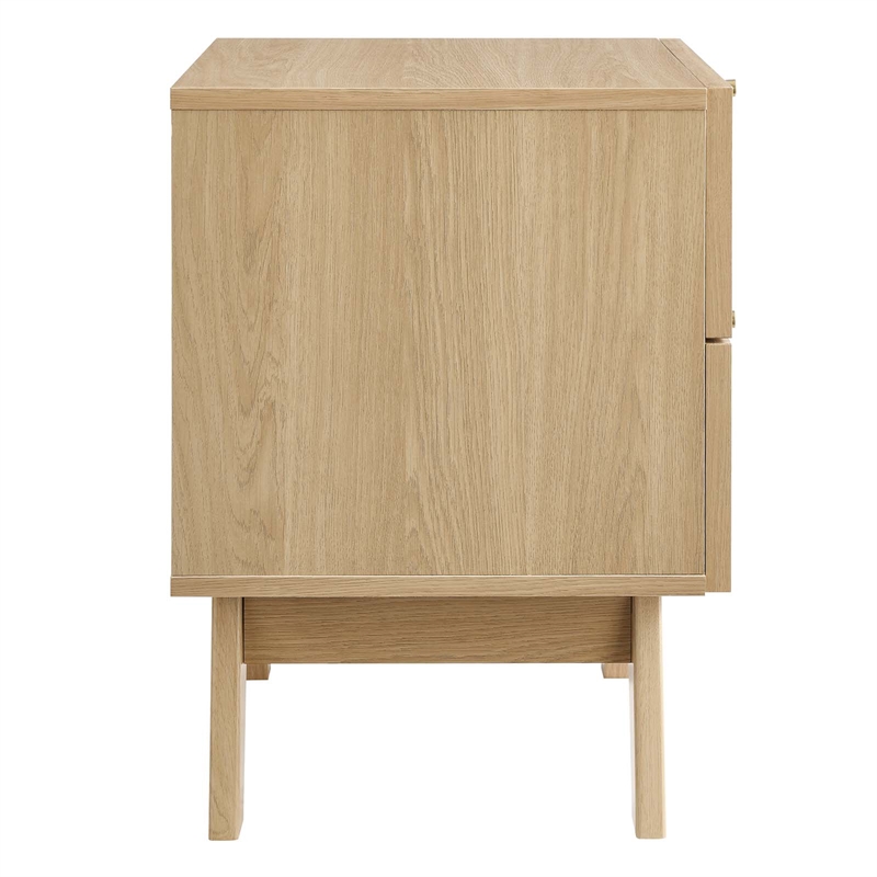 Pemberly Row Set of 2 Rattan MDF and Particleboard Nightstand and Chest in Oak