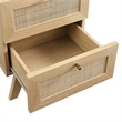 Pemberly Row Set of 2 Rattan MDF and Particleboard Nightstand and Chest in Oak