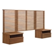 Pemberly Row Set of 2 Modern Wood Twin Headboard and Nightstands in Walnut