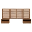 Pemberly Row Set of 2 Modern Wood Twin Headboard and Nightstands in Walnut