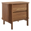 Pemberly Row Set of 2 Contemporary 2-Drawer Nightstands in Walnut