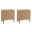 Pemberly Row Set of 2 Two-Drawer Particleboard Wood Nightstands in Oak