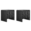 Pemberly Row Set of 2 Contemporary Nightstands in Black Finish