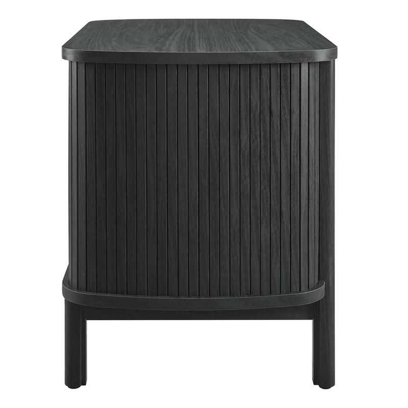 Pemberly Row Set of 2 Contemporary Open Nightstands in Black Finish