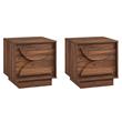 Pemberly Row Set of 2 Contemporary Nightstands in Walnut Finish