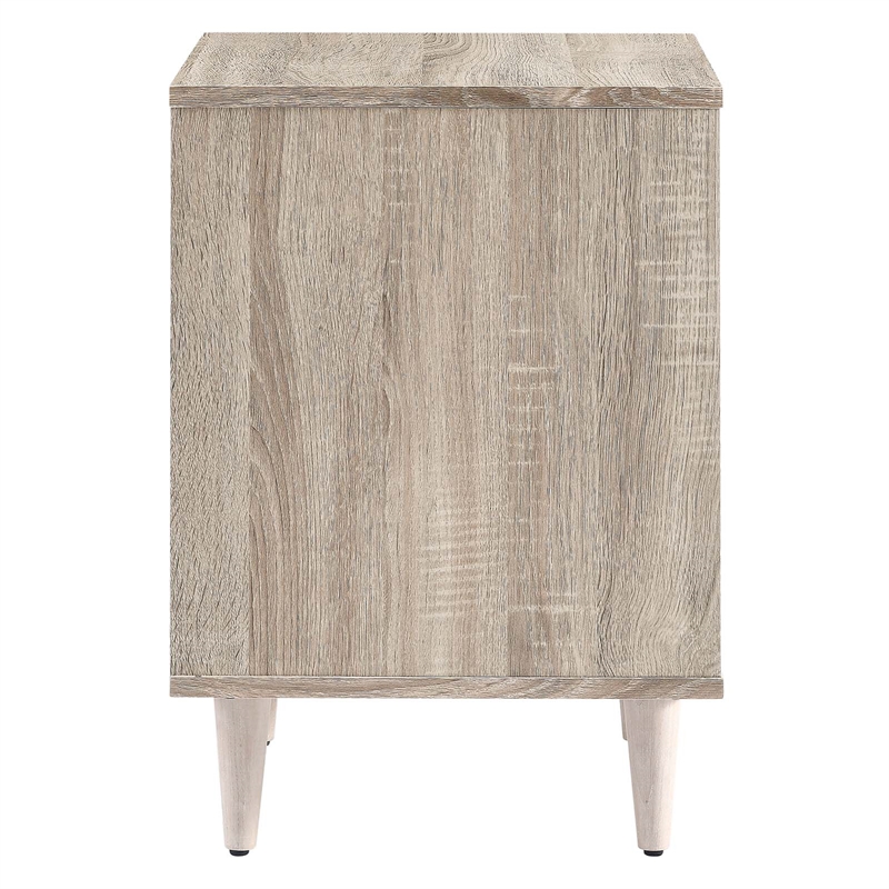 Pemberly Row Set of 2 2-Drawer Wood Nightstands with Tapered Legs in Oak/White