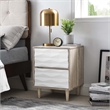 Pemberly Row Set of 2 2-Drawer Wood Nightstands with Tapered Legs in Oak/White