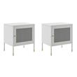 Pemberly Row Set of 2 Metal Nightstands with Adjustable Foot Pads in Light Gray