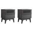 Pemberly Row Set of 2 Modern Particleboard Wood Nightstands in Charcoal Finish