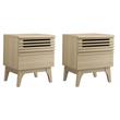Pemberly Row Set of 2 Modern Particleboard Wood Nightstands in Oak Finish
