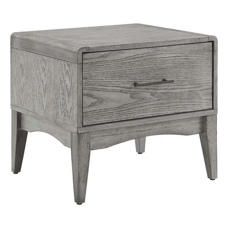 Pemberly Row Set of 2 Modern Rubberwood and Wood Nightstands in Gray Finish