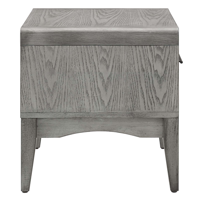 Pemberly Row Set of 2 Modern Rubberwood and Wood Nightstands in Gray Finish