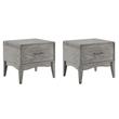 Pemberly Row Set of 2 Modern Rubberwood and Wood Nightstands in Gray Finish