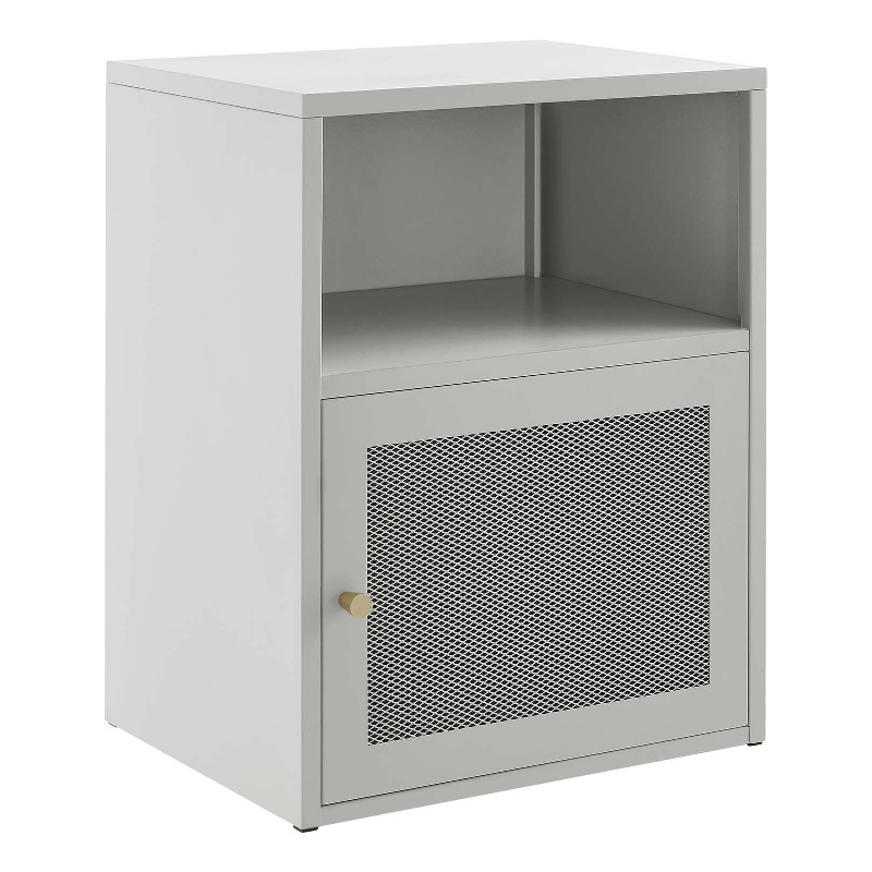 Pemberly Row Set of 2 Wall Mount Modern Metal Nightstands in Light Gray
