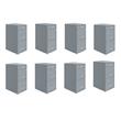 Pemberly Row Set of 8 3-Drawer Metal File Cabinet with Pencil-Drawer in Gray