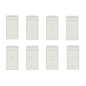 Pemberly Row Set of 8 3-Drawer Metal Organizer File Cabinet in Pearl White