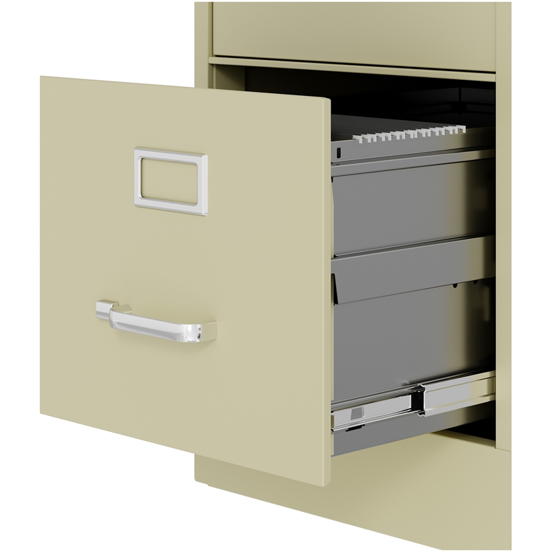 Pemberly Row Set of 3 4-Drawer Letter Width Vertical File Cabinet in Putty/Beige
