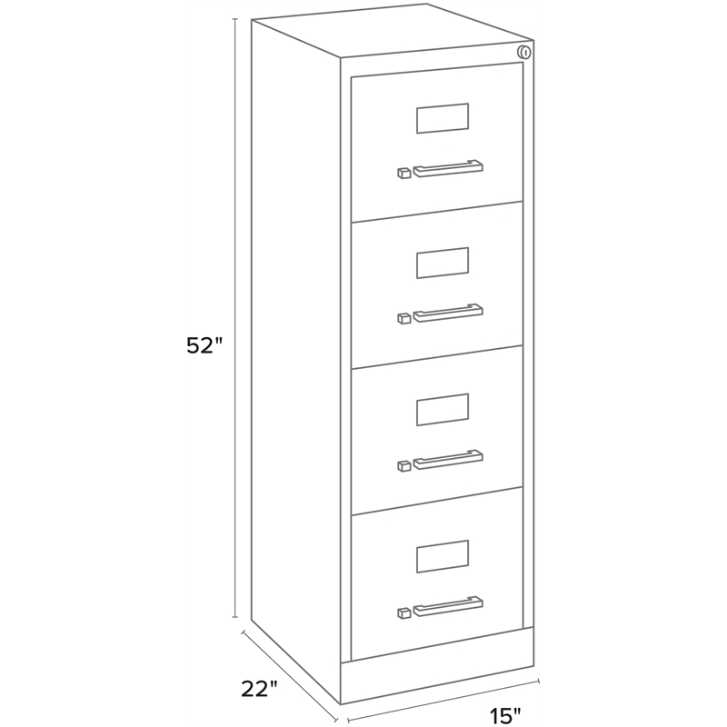 Pemberly Row Set of 3 4-Drawer Letter Width Vertical File Cabinet in Putty/Beige