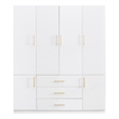 Pemberly Row Wood 4 Doors 3 Drawers White Closet Wardrobe Storage Armoire