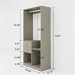 Pemberly Row Gray Wood Built-in Storage Closet with 4 Drawers and Shelves
