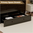 Pemberly Row Wood Cabinet Murphy Bed Storage Space Drawer for Guest Room Black