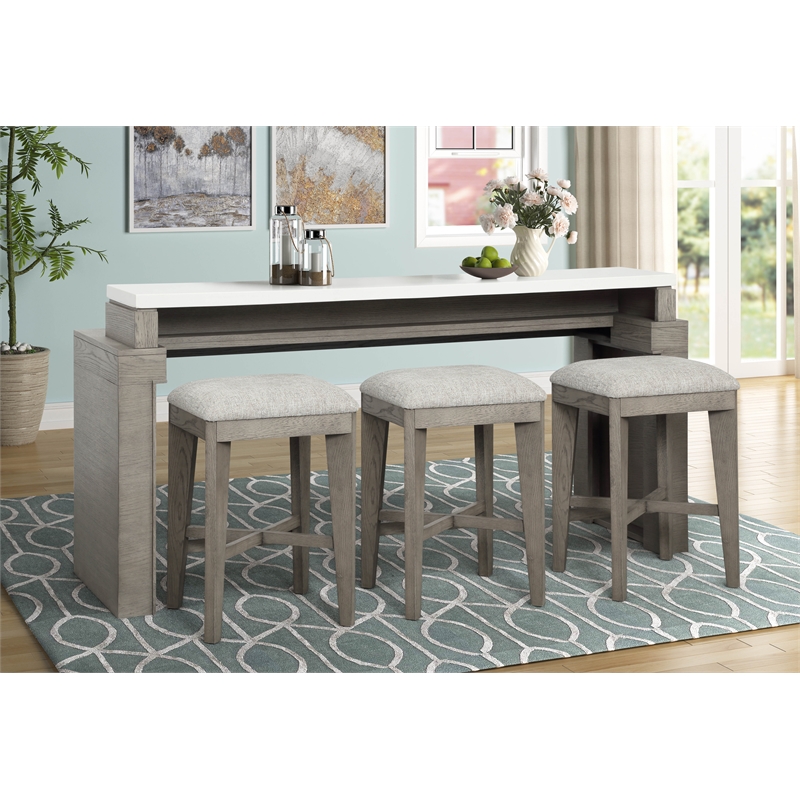 Pemberly Row Contemporary Wood Everywhere Console in Moonstone