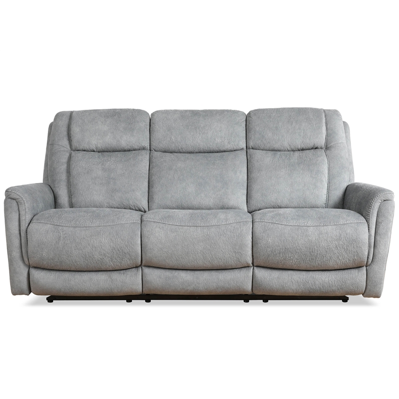 Pemberly Row Contemporary Fabric Power Zero Gravity Sofa in Hudson Gray
