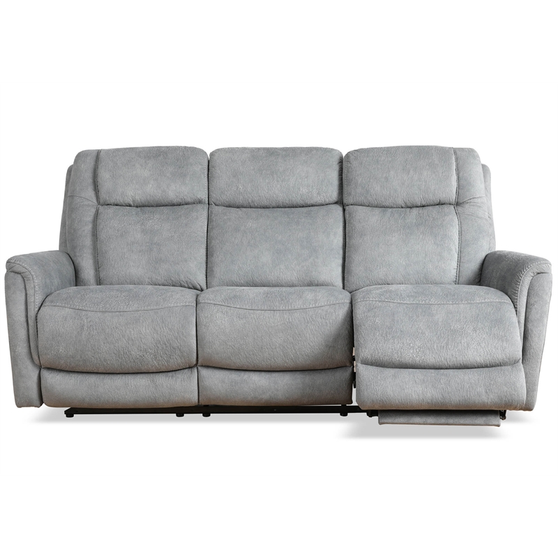 Pemberly Row Contemporary Fabric Power Zero Gravity Sofa in Hudson Gray