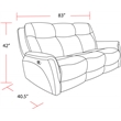Pemberly Row Contemporary Fabric Power Zero Gravity Sofa in Hudson Gray