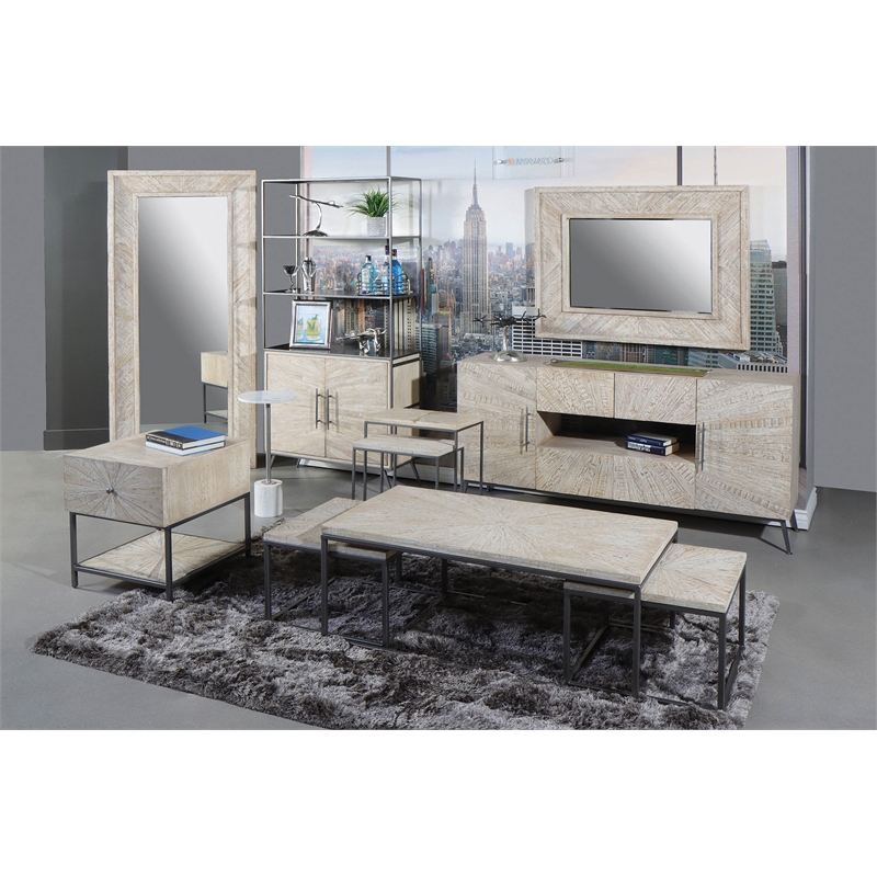 Pemberly Row Modern / Contemporary Wood Wall Mirror in Fossil Finish