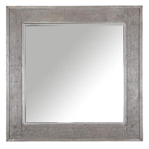 Pemberly Row Modern Transitional Wood Wall Mirror in Gray Finish