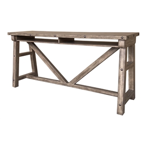 Pemberly Row Contemporary 77&quot Width Wood Console Table in Brown Finsh