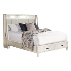 Pemberly Row Traditional Wood King Shelter Bed in White Finish