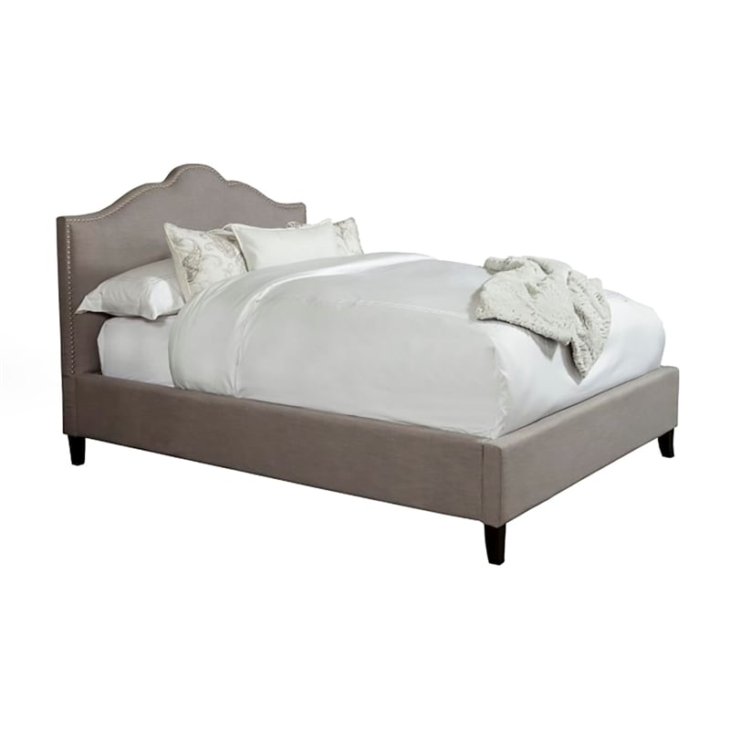 Pemberly Row Traditional Fabric California King Bed in Gray Finish