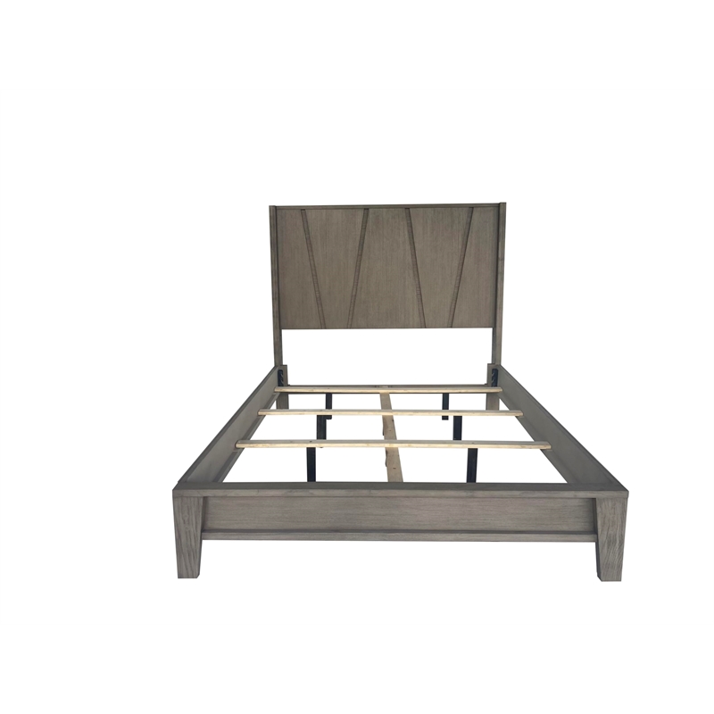 Pemberly Row Contemporary Wood Queen Panel Bed in Moonstone Gray