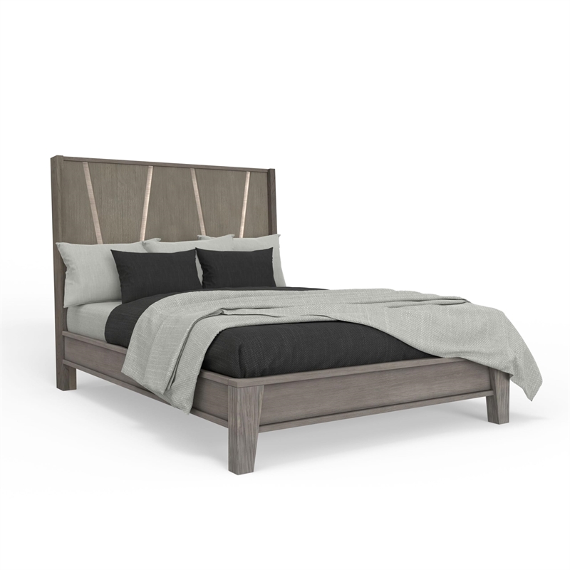 Pemberly Row Contemporary Wood Queen Panel Bed in Moonstone Gray