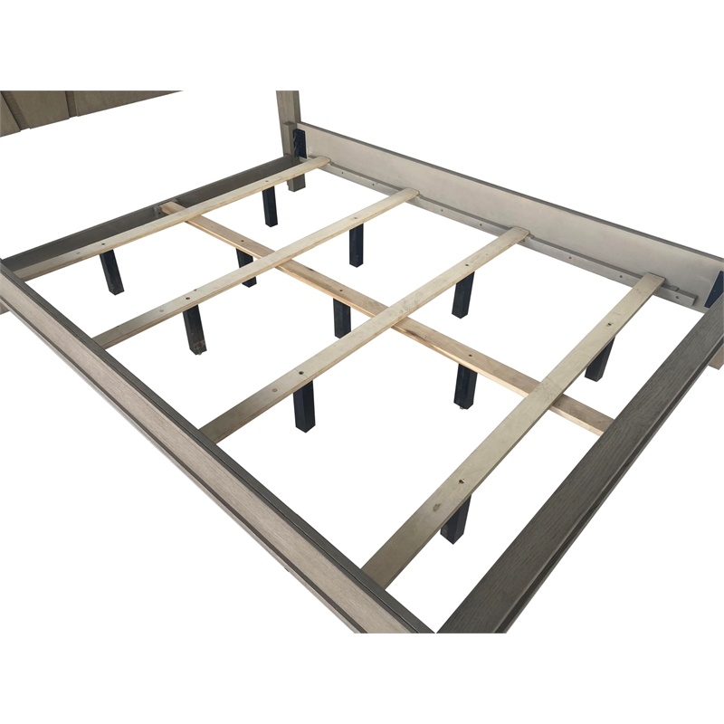 Pemberly Row Contemporary Wood Queen Panel Bed in Moonstone Gray