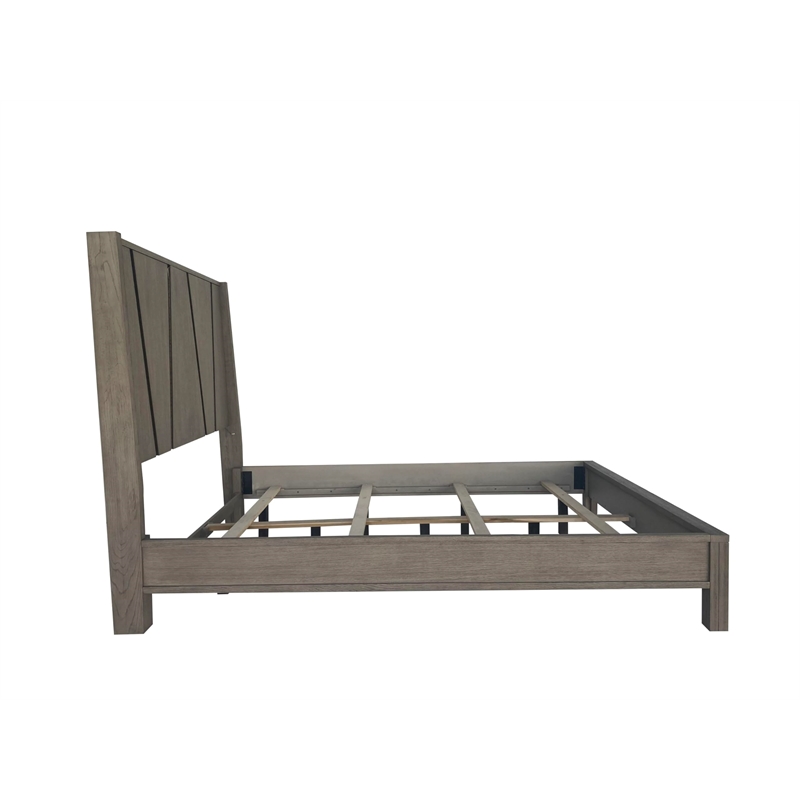 Pemberly Row Contemporary Wood Queen Panel Bed in Moonstone Gray
