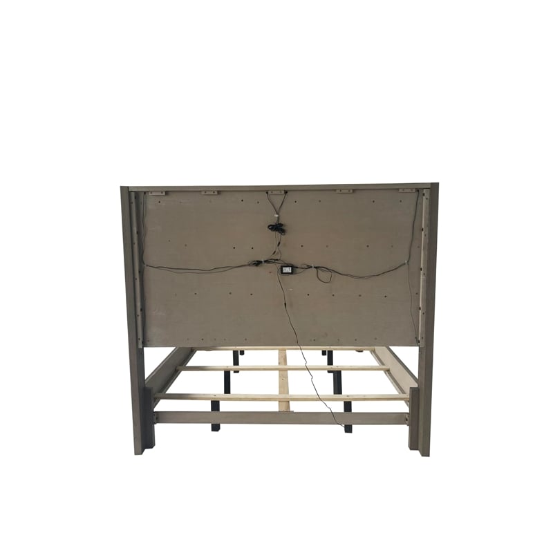 Pemberly Row Contemporary Wood Queen Panel Bed in Moonstone Gray