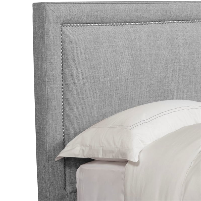 Pemberly Row Traditional Fabric Queen Bed in Mineral Gray Finish