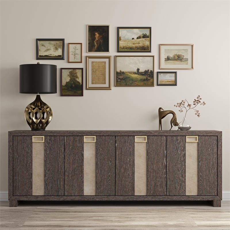 Pemberly Row Contemporary Ascent Dark Chocolate 90 in. Console