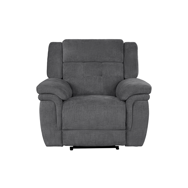 Pemberly Row Contemporary Fabric Bristol Grey Power Recliner P2