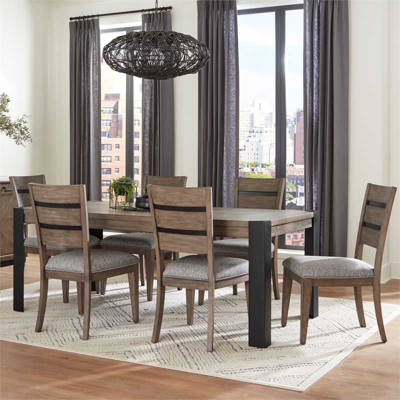 Pemberly Row Contemporary Dining 78 in. with 6 ladderback chairs