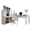 Pemberly Row Contemporary L-Shape Desk with Credenza and Hutch