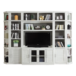 Pemberly Row Contemporary Engineered Wood White 6 Piece Small Entertainment Wall