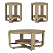 Pemberly Row Contemporary Engineered Wood Brown 3 Piece Occasional Table Set