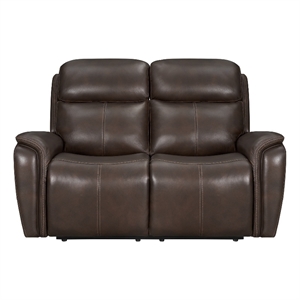 Pemberly Row Contemporary Leather Auburn Power Reclining Loveseat