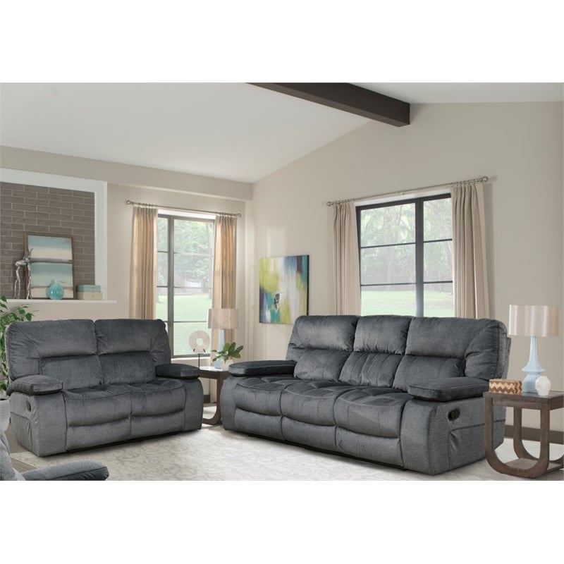 Pemberly Row Contemporary Manual Reclining Sofa and Loveseat