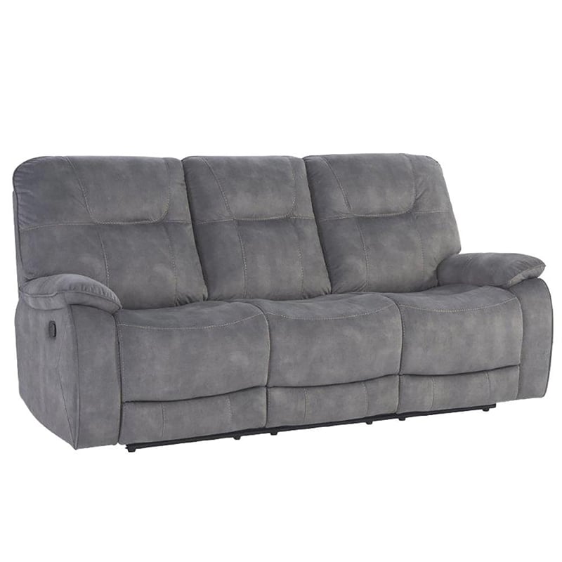 Pemberly Row Contemporary Shadow Grey Manual Reclining Sofa and Loveseat